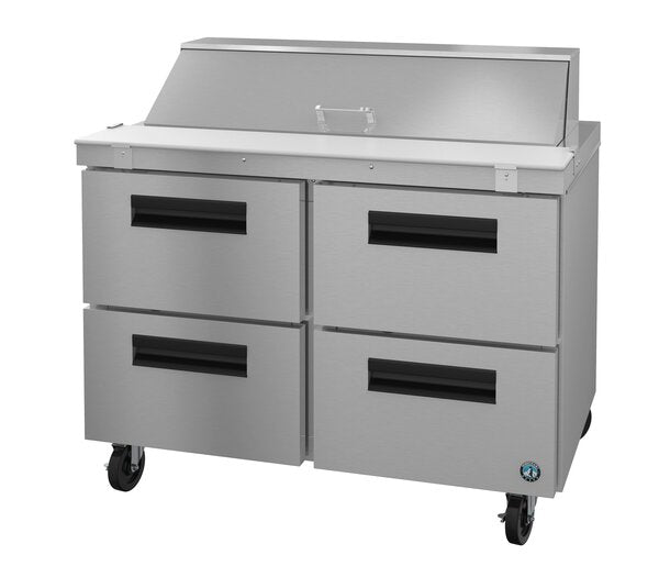 Hoshizaki 48” 4 Drawer Mega Top Stainless Steel Refrigerated Sandwich Prep Table From The Right