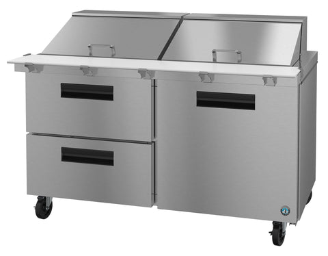 Hoshizaki 60” 1 Door, 2 Drawer Mega Top Stainless Steel Refrigerated Sandwich Prep Table From The Left