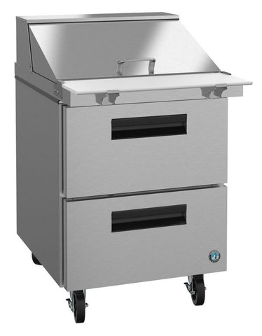 Hoshizaki 27” 2 Drawer Mega Top Stainless Steel Refrigerated Sandwich Prep Table View From The Left