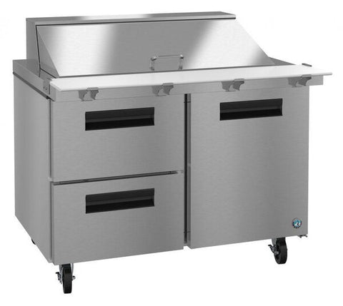 Hoshizaki 48” 2 Door, 2 Drawer Mega Top Stainless Steel Refrigerated Sandwich Prep Table From The Left