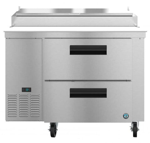Hoshizaki 67" Refrigerator Two Section Pizza Prep Table, 2 Stainless Drawer and 1 Door Front View
