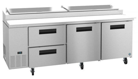 Hoshizaki 93" Refrigerator Three Section Pizza Prep Table, 2 Stainless Drawer and 2 Door From The Left
