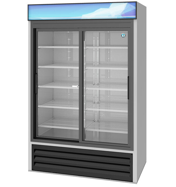 Hoshizaki Two Section Glass Door Refrigerated Merchandiser From The Right