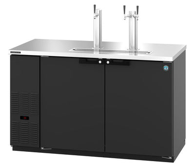 Hoshizaki Two Section Refrigerator Black Vinyl Single/Double Tap Kegerator, View on the Right