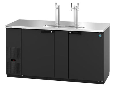 Hoshizaki Two Section Refrigerator Black Vinyl Single/Double Tap Kegerator, View on the Right