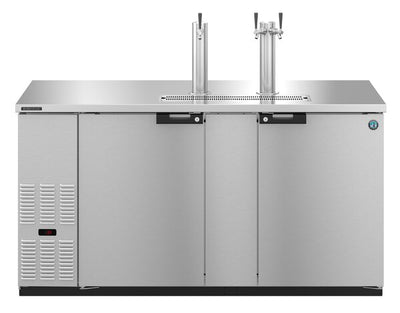 Hoshizaki Two Section Refrigerator Stainless Steel Single/Double Tap Kegerator, Front View