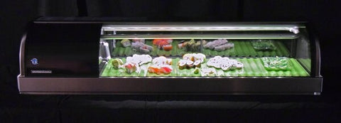 Hoshizaki Curved Glass Refrigerated Sushi Display Case, Left Side Condenser Front View
