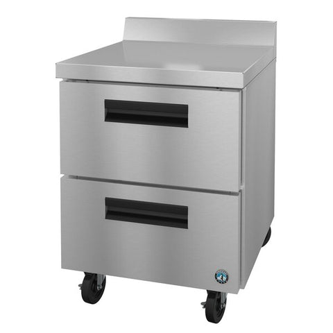 Hoshizaki 27" Two Drawer Worktop Refrigerator, Stainless Drawers With Lock, View on the Right
