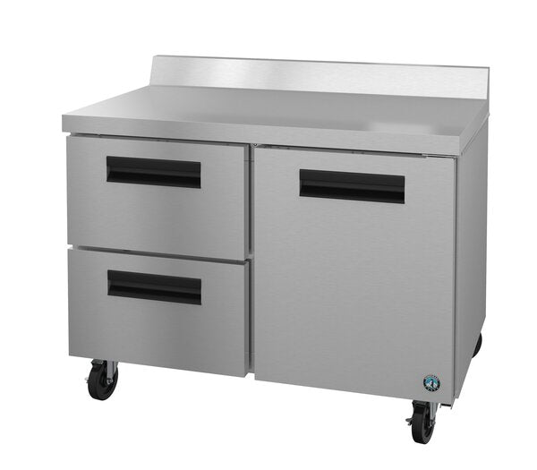Hoshizaki 48" One Door Worktop Freezer, Two Stainless Drawer With Lock, View on the Right