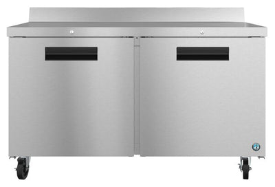Hoshizaki 60" Two Door Worktop Refrigerator, Stainless Doors With Lock, Front View