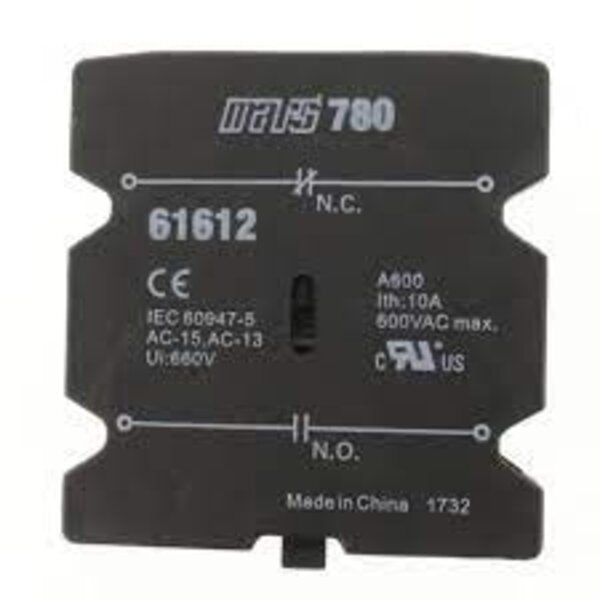 MARS 61612 780 Definite Purpose Contactor 1 NO+1NC Auxilary Side View