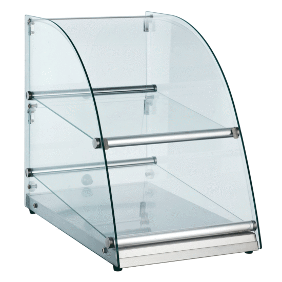 Marchia CA70 Curved Glass Dry Countertop Food Display Case Side View