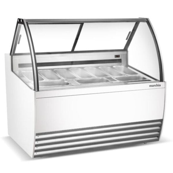 Marchia GIC-10 56" 10-Pan White Gelato Ice Cream Dipping Cabinet Display Freezer Side View