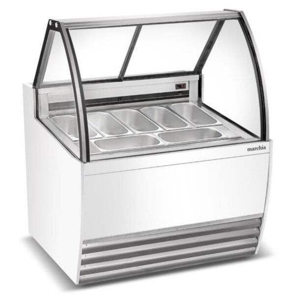 Marchia GIC-7 42" 7-Pan White Gelato Ice Cream Dipping Cabinet Display Freezer Side View