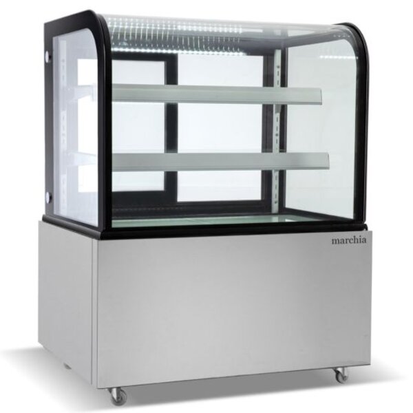 Marchia MB36 36" Curved Glass Refrigerated Bakery Display Case, Stainless Steel Side View
