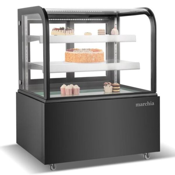 Marchia MB36-B 36" Curved Glass Refrigerated Bakery Display Case, Black Side View