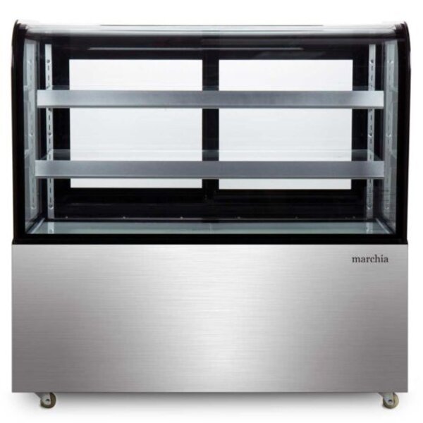 Marchia MB48 48" Curved Glass Refrigerated Bakery Display Case, Stainless Steel Front View