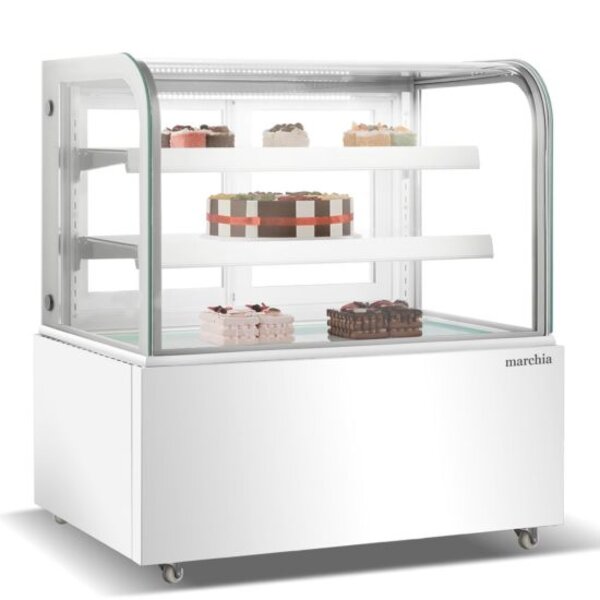 Marchia MB48-W 48" Curved Glass Refrigerated Bakery Display Case, White Side View