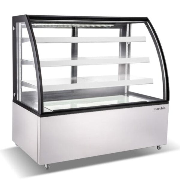 Marchia MBT60 60" Curved Glass Refrigerated Bakery Display Case, High Volume Side View