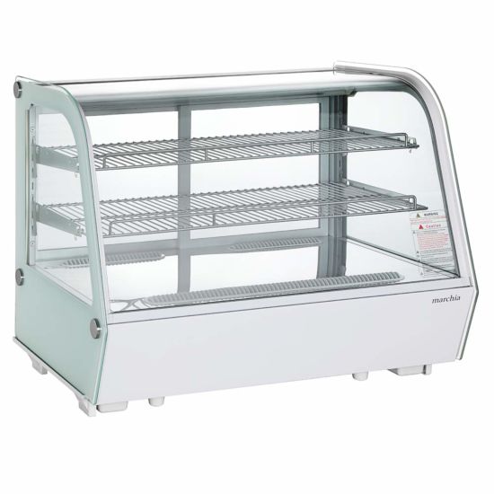 Marchia MDC161-W 36" White Countertop Refrigerated Curved Glass Bakery Display Case with LED Lighting Side View