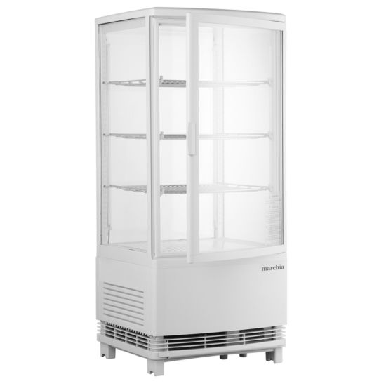 Marchia MDC78W White Countertop Refrigerated Glass Display Case with LED Lighting Side View