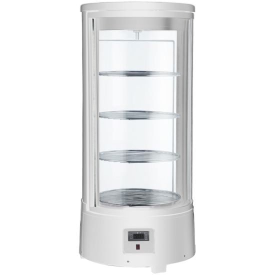 Marchia MDCR78-W White Countertop Rotating Refrigerated Bakery Display Case with LED Lighting Side View