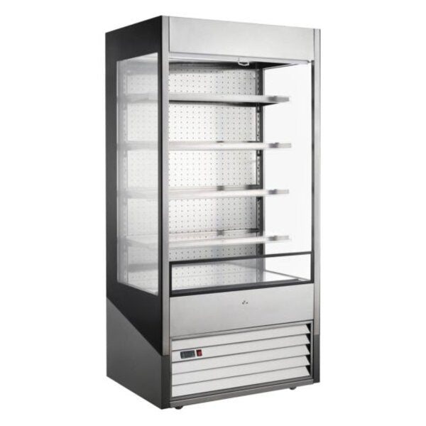 Marchia MDS40G 40" Open Air Cooler Grab and Go Refrigerator with Glass Sides Side View