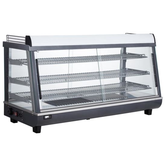 Marchia MHCC186 48" Heated Countertop Display, Front, Rear Doors Side View