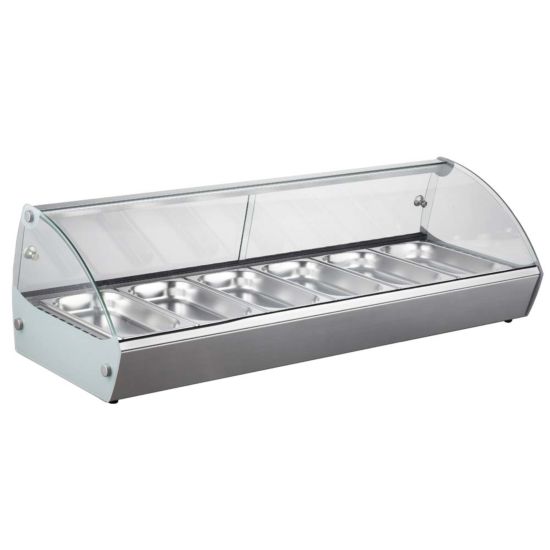 Marchia MSB6 44" Countertop Hot Food Display Warmer - 6 Pans Side View