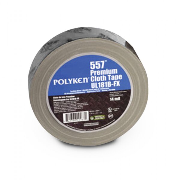Polyken 557 2" Black Premium Duct Tape UL181B-FX Listed Side View