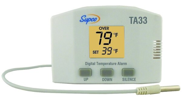 Supco-TA33-Temperature-Alarm-with-Display-And-Battery-Backup Front View