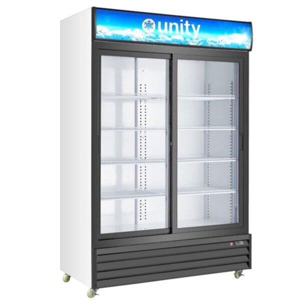 Unity U-GM2-S 52" Two Sliding Glass Door Merchandiser Refrigerator with LED Lighting Side View