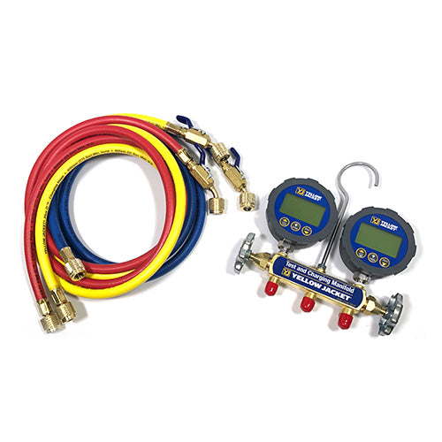 Yellow Jacket Series 41 Digital Manifold with Hoses Top View