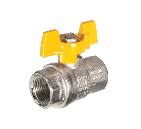 Ball nickel plated valve with yellow aluminum T-handle