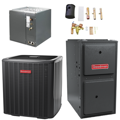 Goodman 3 Ton Cooling 16 SEER; 120k BTU Heating; 97% AFUE Gas Electric Air Conditioner System
