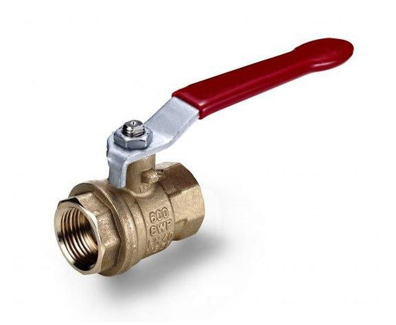 Full Port 2-way ball valve with red steel handle