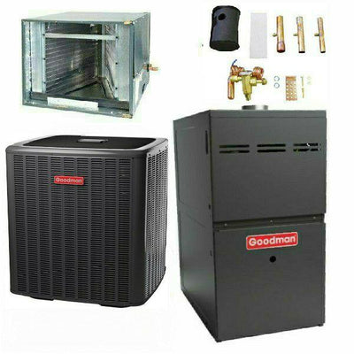 Goodman 3 Ton Cooling 16 SEER; 80k BTU Heating; 80% AFUE Gas Electric Air Conditioner System