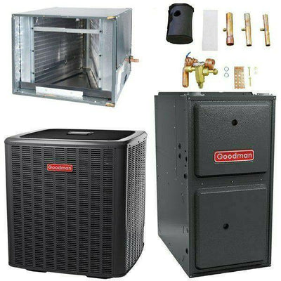 Goodman 2 Ton Cooling 16 SEER; 100k BTU Heating; 96% AFUE Gas Electric Air Conditioner System