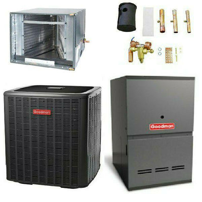 Goodman 2 Ton Cooling 16 SEER; 100k BTU Heating; 81% AFUE Gas Electric Air Conditioner System