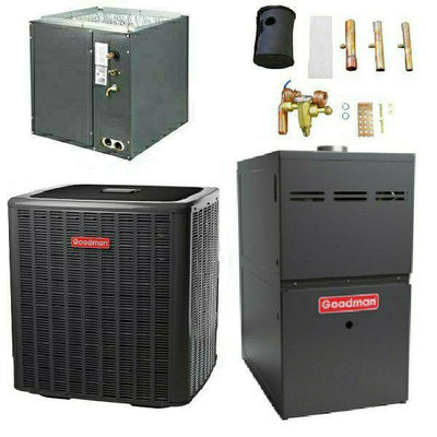Goodman 3 Ton Cooling 16 SEER; 80k BTU Heating; 80% AFUE Gas Electric Air Conditioner System << Free Shipping in 48 States >>